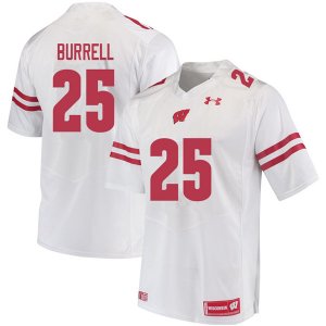 Men's Wisconsin Badgers NCAA #25 Eric Burrell White Authentic Under Armour Stitched College Football Jersey YB31N15GL